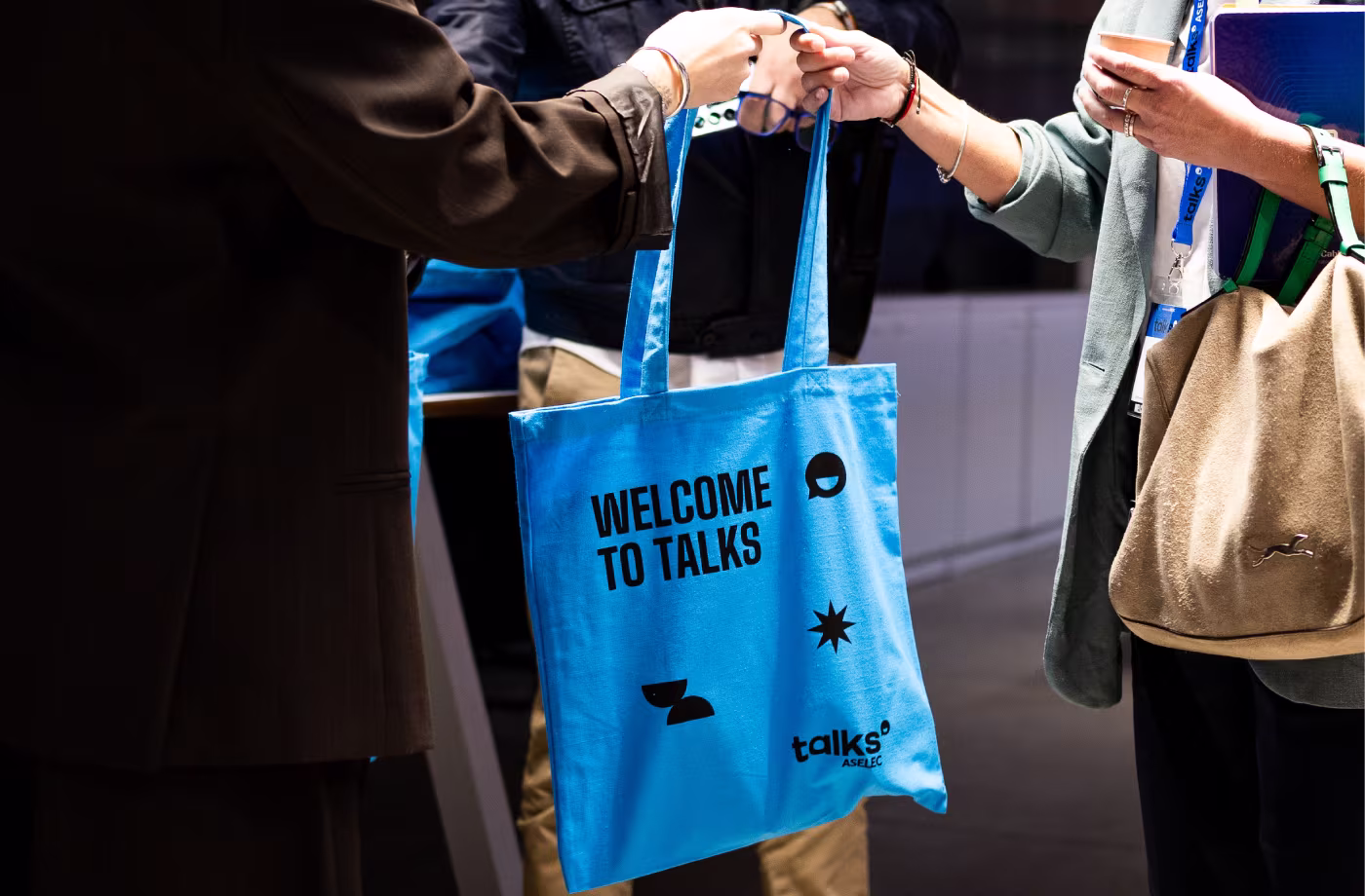 diseno tote bag aselec talks abrinding
