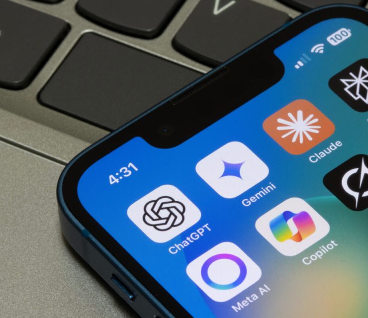 Portland, OR, USA – May 2, 2025: Assorted AI apps, including ChatGPT, Gemini, Claude, Perplexity, Meta AI, Microsoft Copilot, and Grok, are seen on the screen of an iPhone.